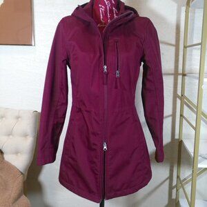 Free Tech Jacket Coat Weather Resistant Zip Burgundy Hooded Fleece Lined Women S